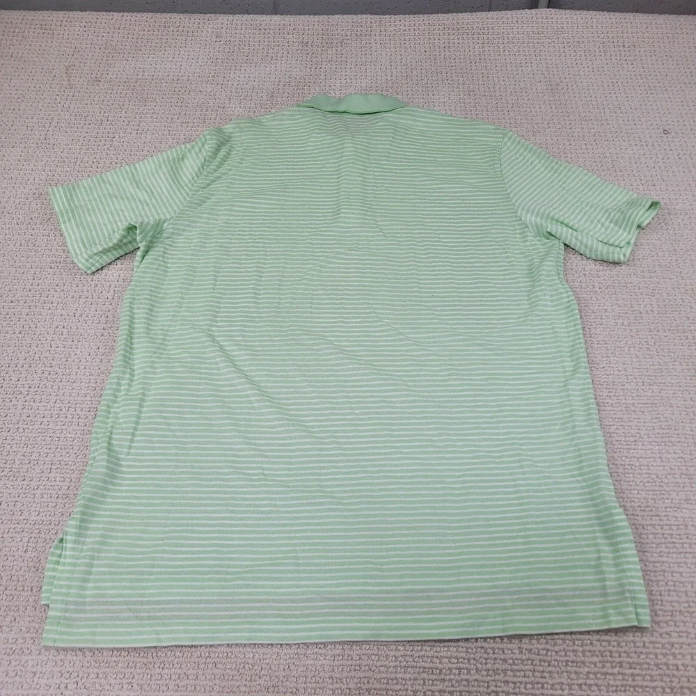 Polo Ralph Lauren Shirt‎ Mens XL Green White Striped Golf Short Sleeve Cotton